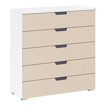 Aditio Alpine White and Champagne 5 Drawer Wide Chest
