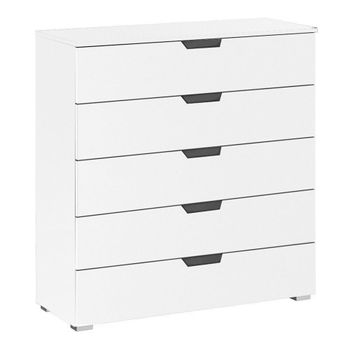 Aditio Alpine White 5 Drawer Wide Chest