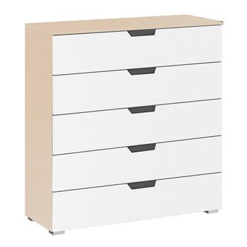 Aditio Champagne and Alpine White 5 Drawer Wide Chest