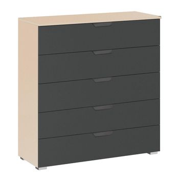 Aditio Champagne and Metallic Dark Grey 5 Drawer Wide Chest