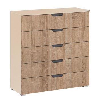 Aditio Champagne and Sonoma Oak 5 Drawer Wide Chest