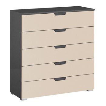 Aditio Metallic Dark Grey and Champagne 5 Drawer Wide Chest