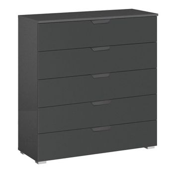 Aditio Metallic Dark Grey 5 Drawer Wide Chest