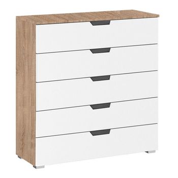 Aditio Sonoma Oak and Alpine White 5 Drawer Wide Chest