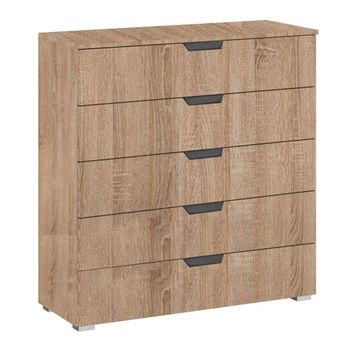 Aditio Sonoma Oak 5 Drawer Wide Chest