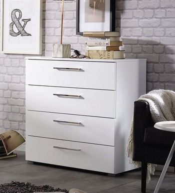 Aldono White Gloss 4 Drawer Chest