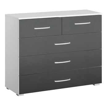 Alegro Alpine White and Metallic Dark Grey 3+2 Drawer Chest