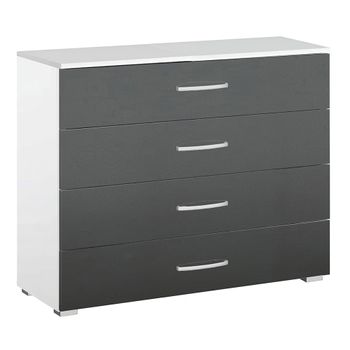 Alegro Alpine White and Metallic Dark Grey 4 Drawer Chest