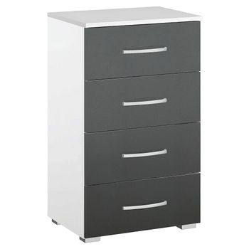 Alegro Alpine White and Metallic Dark Grey Narrow 4 Drawer Chest