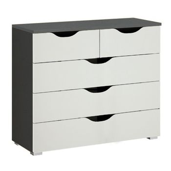 Arnstein Metallic Dark Grey and Alpine White 3+2 Drawer Chest