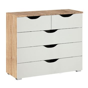 Arnstein Sonoma Oak and Alpine White 3+2 Drawer Chest