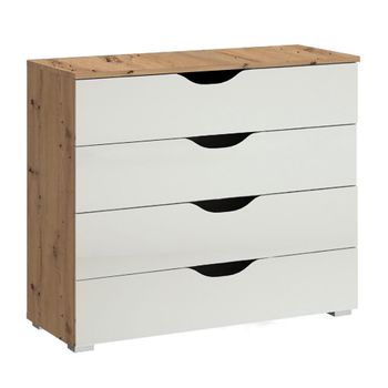 Arnstein Artisan Oak and Alpine White 4 Drawer Chest