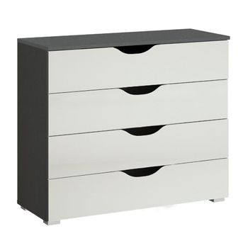 Arnstein Metallic Dark Grey and Alpine White 4 Drawer Chest