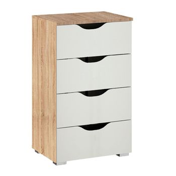 Arnstein Sonoma Oak and Alpine White Narrow 4 Drawer Chest