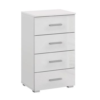 Elegant4you Alpine White and White High Gloss Narrow 4 Drawer Chest