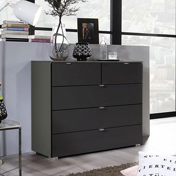 Erimo Graphite and Basalt Glass 3+2 Drawer Chest