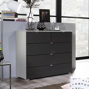 Erimo Silk Grey and Basalt Glass 3+2 Drawer Chest
