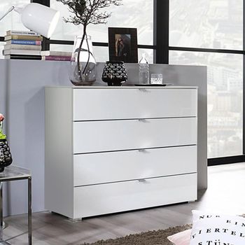 Erimo Silk Grey and Crystal White Glass 4 Drawer Chest