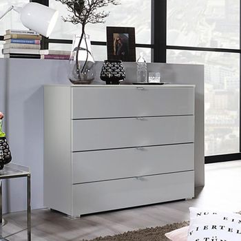 Erimo Silk Grey and Silk Grey Glass 4 Drawer Chest