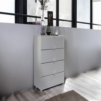 Erimo Silk Grey and Silk Grey Glass Narrow 4 Drawer Chest