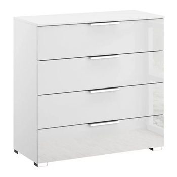 Miramar Alpine White and Crystal White Glass 4 Drawer Chest