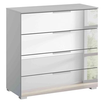 Miramar Mirrored Silk Grey 4 Drawer Chest