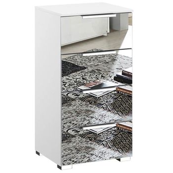Miramar Mirrored Alpine White Narrow 4 Drawer Chest