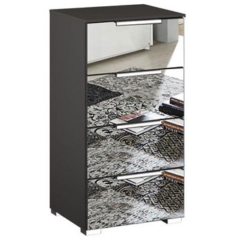 Miramar Mirrored Graphite Narrow 4 Drawer Chest