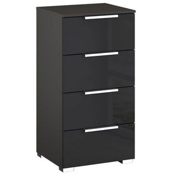 Miramar Graphite and Basalt Glass Narrow 4 Drawer Chest