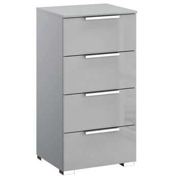 Miramar Silk Grey and Silk Grey Glass Narrow 4 Drawer Chest
