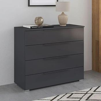 Monostar Metallic Dark Grey 4 Drawer Wide Chest
