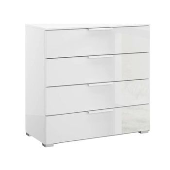 Skat Meridian Alpine White and Crystal White Glass 4 Drawer Chest