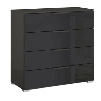 Skat Meridian Graphite and Basalt Glass 4 Drawer Chest