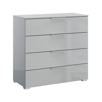 Skat Meridian Silk Grey and Silk Grey Glass 4 Drawer Chest