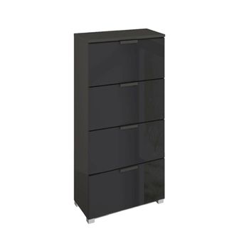 Skat Meridian Graphite and Basalt Glass 4 Drawer Narrow Chest