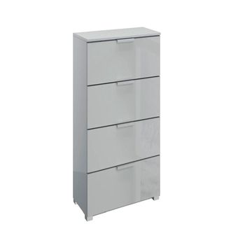 Skat Meridian Silk Grey and Silk Grey Glass 4 Drawer Narrow Chest
