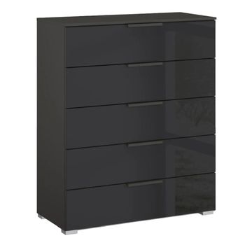 Skat Meridian Graphite and Basalt Glass 5 Drawer Chest