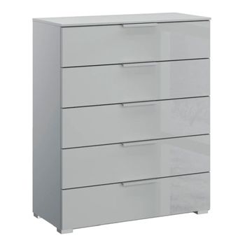 Skat Meridian Silk Grey and Silk Grey Glass 5 Drawer Chest