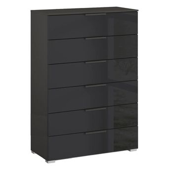 Skat Meridian Graphite and Basalt Glass 6 Drawer Chest