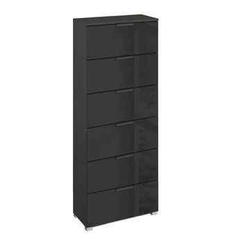 Skat Meridian Graphite and Basalt Glass 6 Drawer Tall Chest