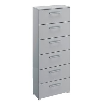 Skat Shine Silk Grey 6 Drawer Tall Chest