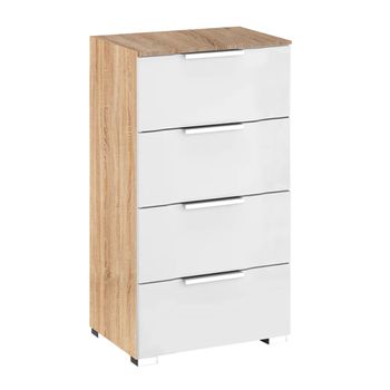 Texas Sonoma Oak and Alpine White 4 Drawer Narrow Chest