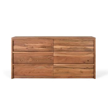 Ronceverte Acacia Wood 6 Drawer Wide Chest