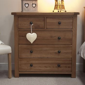 Rustic Oak 3+2 Drawer Chest of Drawers