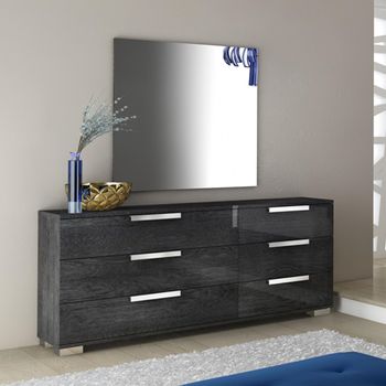 Sarah Grey Birch 6 Drawer Wide Dresser with Horizontal Handles