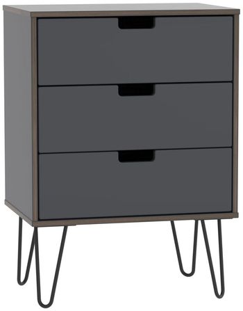 Shanghai Graphite 3 Drawer Small Chest with Hairpin Legs