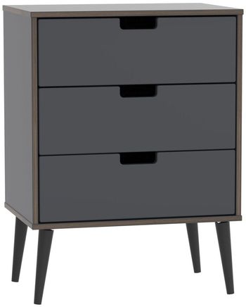 Shanghai Graphite 3 Drawer Small Chest with Wooden Legs