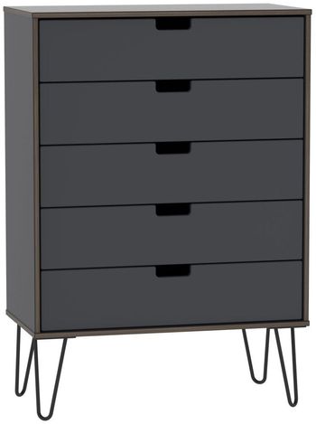 Shanghai Graphite 5 Drawer Chest with Hairpin Legs