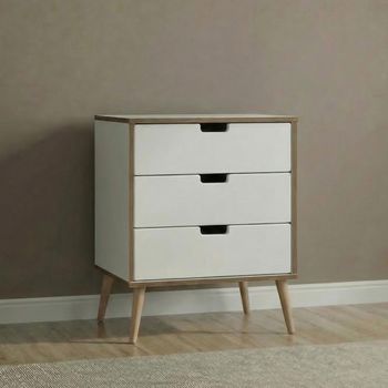 Shanghai Midi White 3 Drawer Chest with Natural Legs