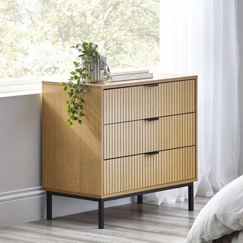 Sia Oak 3 Drawer Small Ribbed Chest